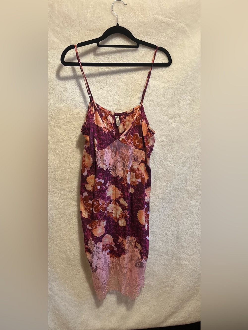Free People Floral Lace Slip Dress — Plum Pink — Size M